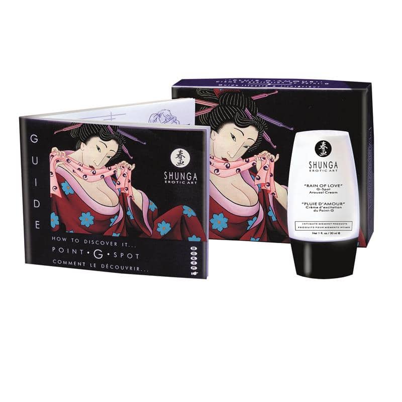 Crema estimuladora Shunga Lluvia de Amor para intensificar la sensibilidad del punto G con efecto calor, segura y compatible con preservativos.