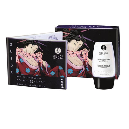 Crema estimuladora Shunga Lluvia de Amor para intensificar la sensibilidad del punto G con efecto calor, segura y compatible con preservativos.