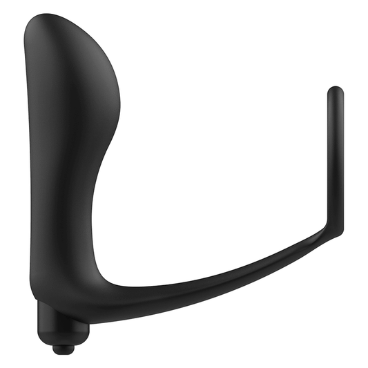 Estimulador de próstata con vibración y anillo para pene, diseñado para doble placer y mayor intensidad en las erecciones.