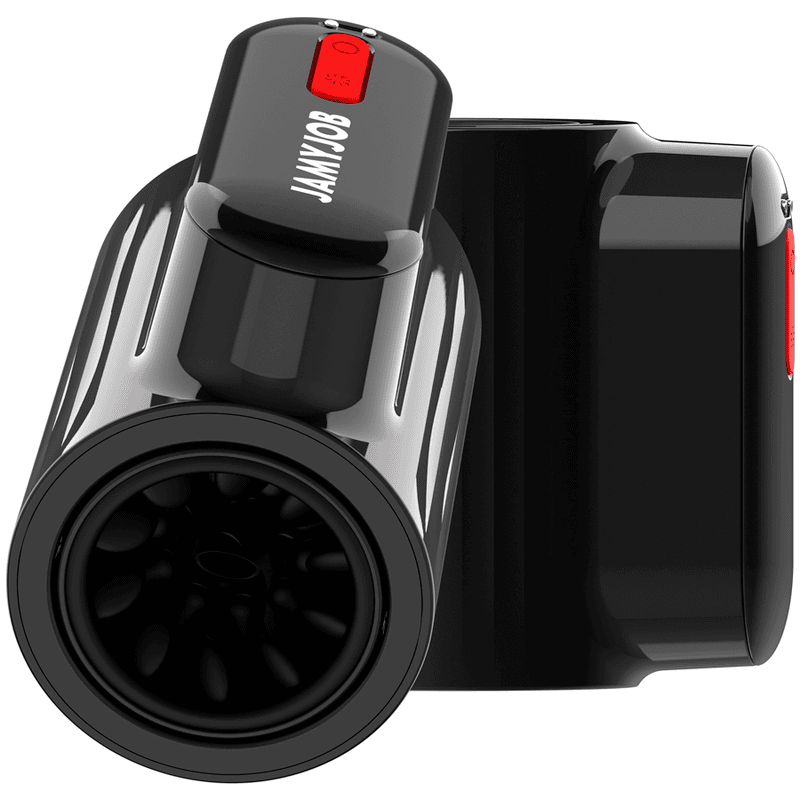 Vortex masturbador Turbo en negro con detalles rojos.