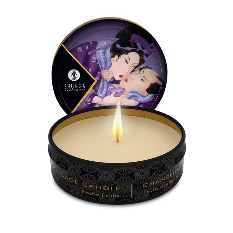 Vela de masaje aromática mini de Shunga, ideal para juegos sensuales con aceite caliente y fragancia exótica.