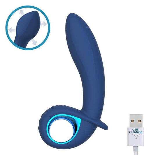 Vibrador inflable de silicona médica con curvatura ergonómica para estimulación vaginal o anal. Incorpora función inflable gradual