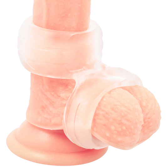 Anilla estranguladora para pene y testículos, diseñada para prolongar la erección y aumentar el placer en las relaciones sexuales.