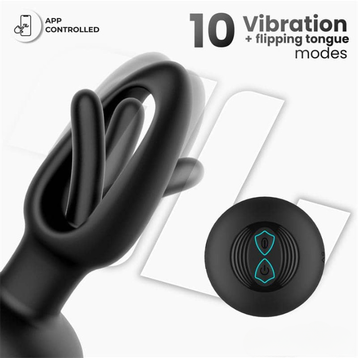 Plug anal inteligente con vibración y lengua oscilante controlado por aplicación móvil