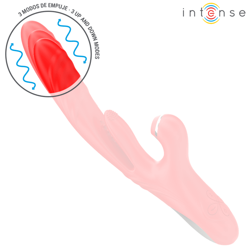 Vibrador multifuncional con empuje automático, vibración y succión en silicona premium
