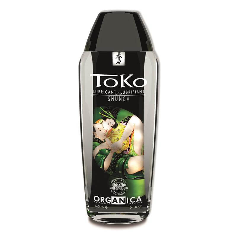 Lubricante íntimo Shunga Toko Orgánica con glicerina vegetal pura, hidratante y de textura suave para mejorar el deslizamiento.