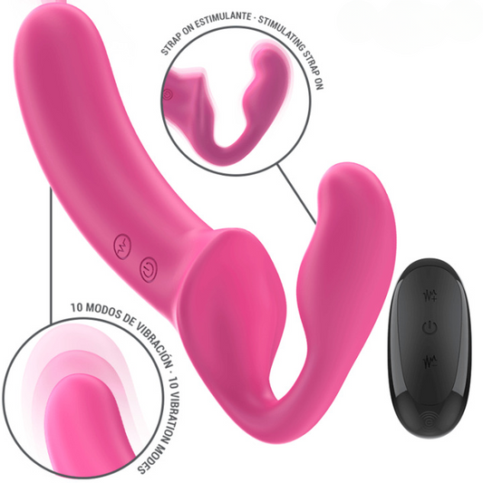 Vibrador doble Amy de silicona médica con diseño ergonómico, doble estimulación y motor potente y silencioso para una experiencia cómoda y precisa