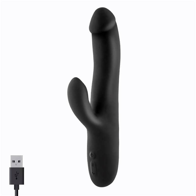 Vibrador thrusting con doble motor y estimulador de clítoris en silicona sedosa