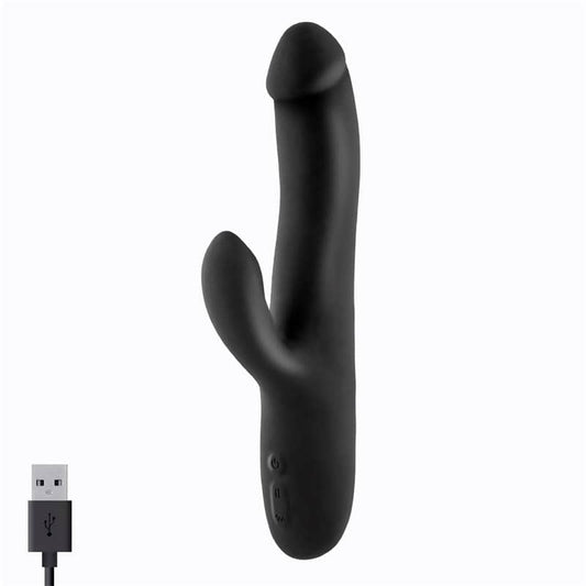 Vibrador thrusting con doble motor y estimulador de clítoris en silicona sedosa