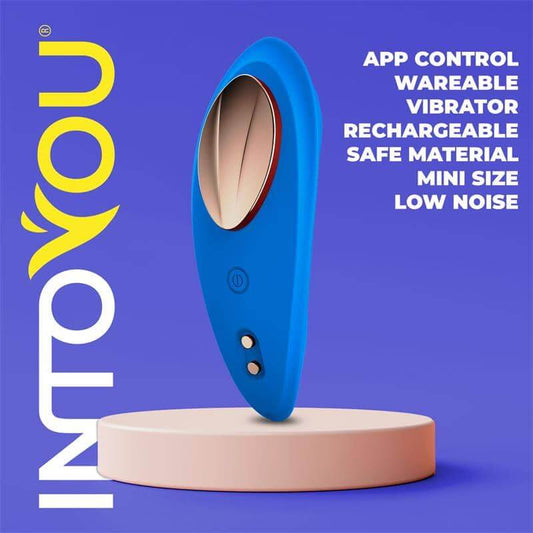Vibrador portátil compacto azul con control de aplicación, recargable, hecho de material seguro, bajo nivel de ruido, tamaño mini.