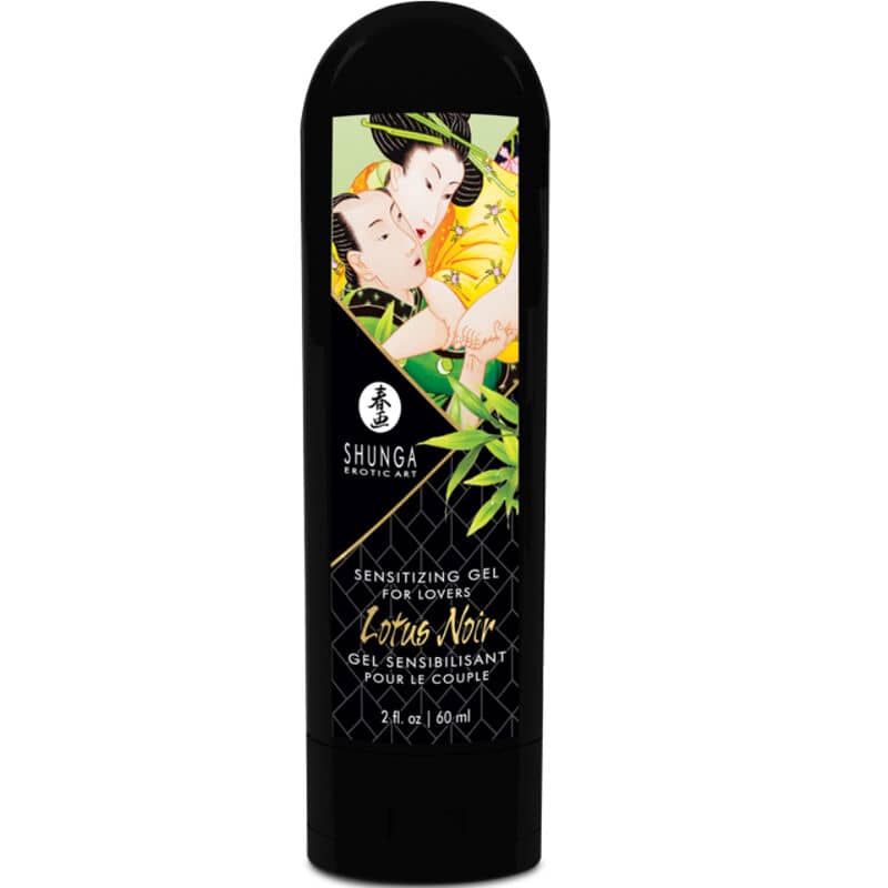 Gel sensibilizante para amantes Lotus Noir de Shunga, ideal para momentos íntimos y románticos.