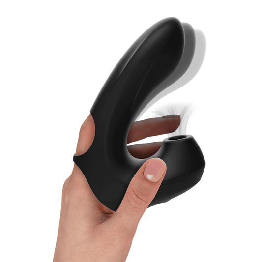 Dedal vibrador succionador de silicona médica, compacto y potente, ideal para estimulación del clítoris y uso impermeable.