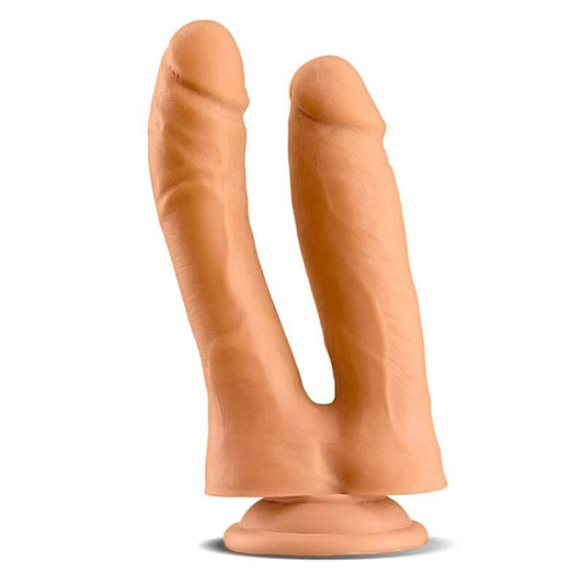  Dildo doble realista de silicona con diseño anatómico en ambos extremos, ideal para uso compartido o estimulación doble.