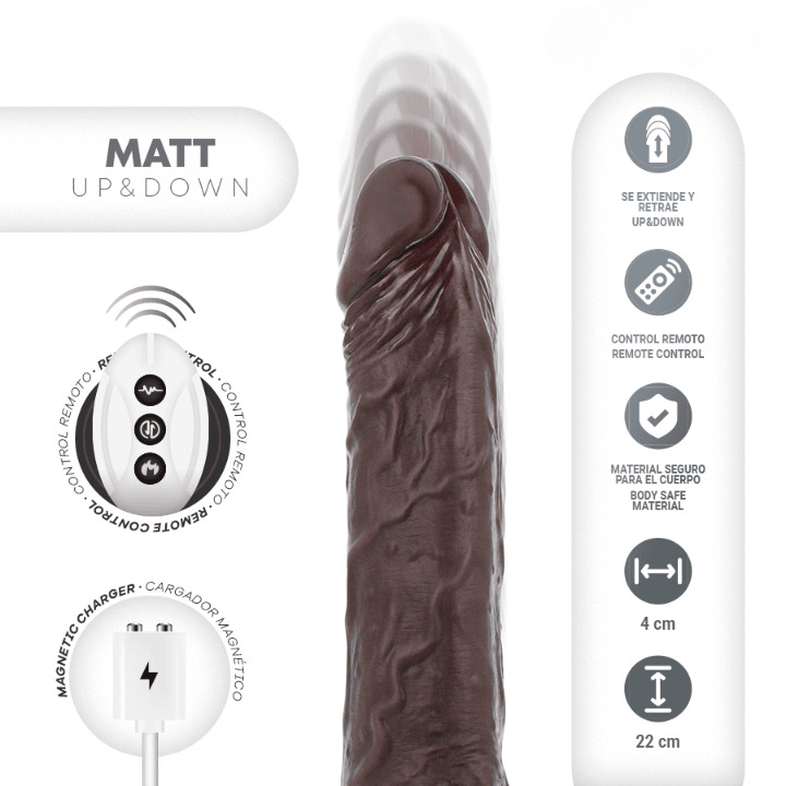 vibrador realista con movimiento de empuje y control remoto de silicona