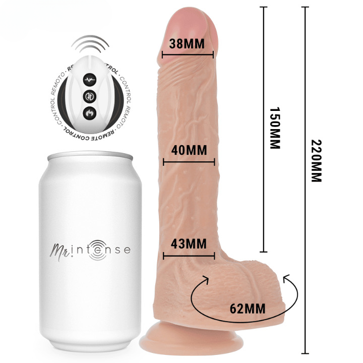 vibrador realista con movimiento de empuje y control remoto de silicona