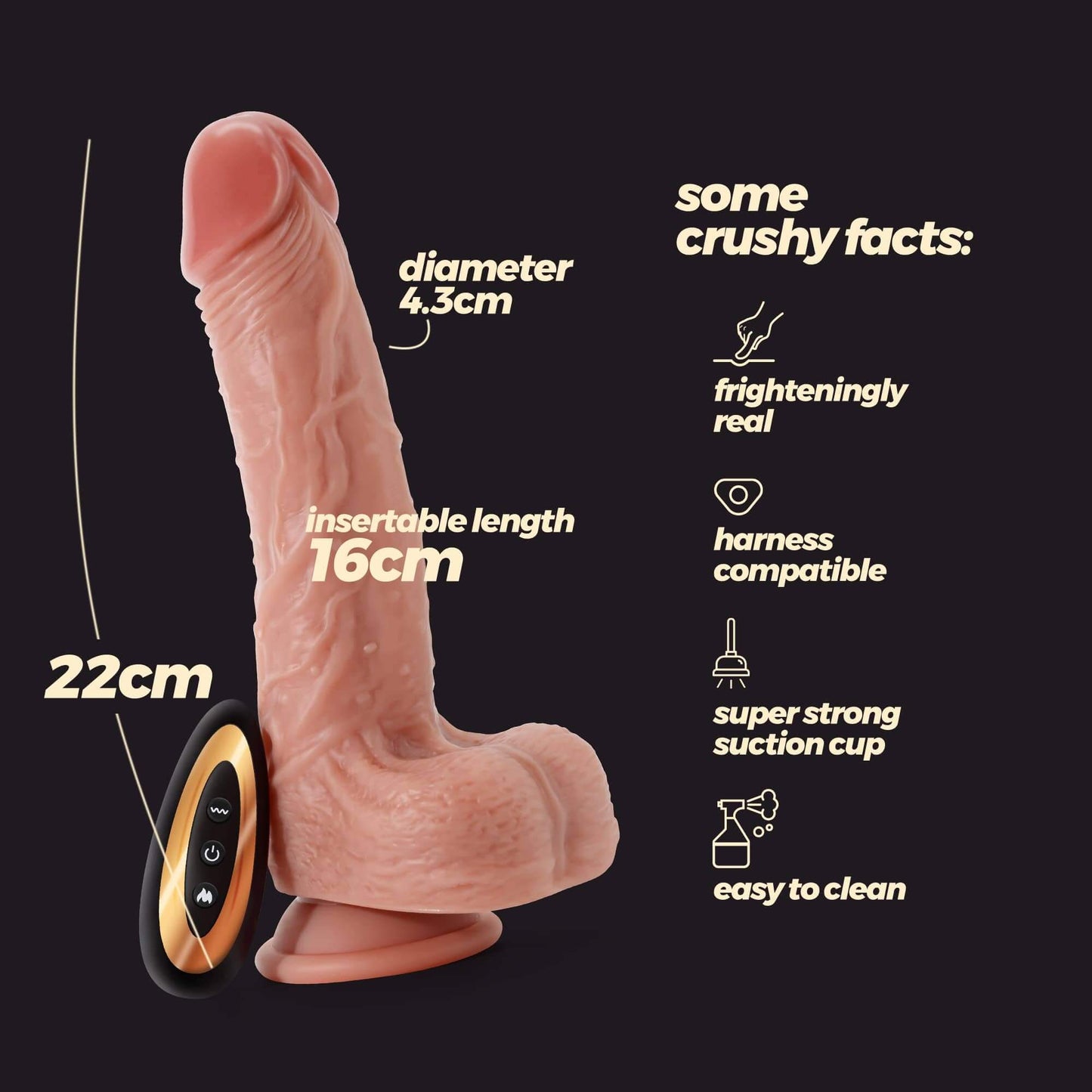 Dildo con Movimiento y Piel 22cm recargable