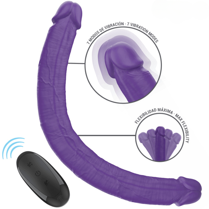 Dildo doble de silicona con vibración y control remoto para parejas