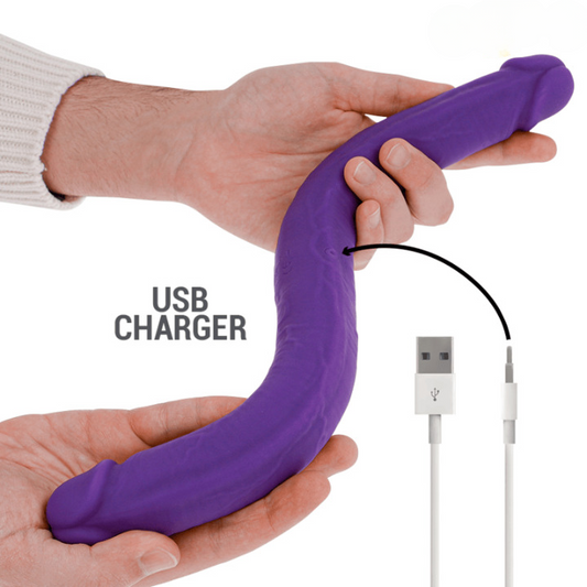 Dildo doble de silicona con vibración y control remoto para parejas