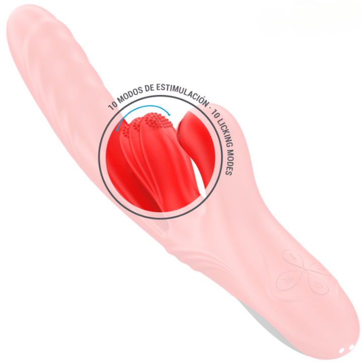 Vibrador multifuncional con empuje automático, vibración y succión en silicona premium