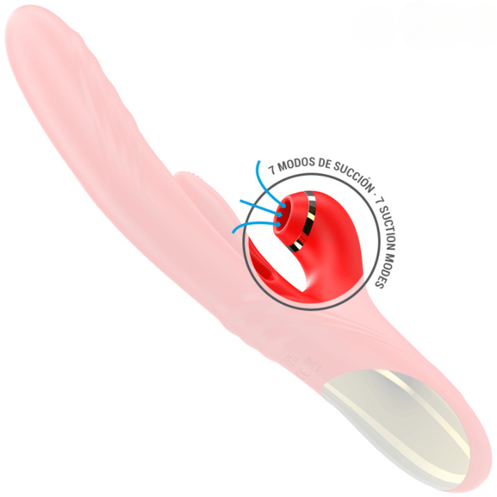 Vibrador multifuncional con empuje automático, vibración y succión en silicona premium