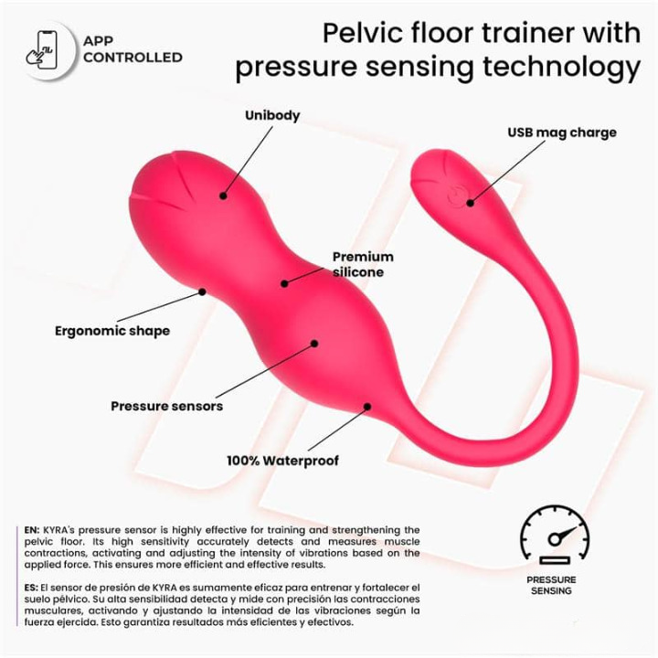 Entrenador de suelo pélvico Kyra con vibración, ideal para fortalecer los músculos vaginales y mejorar el placer.