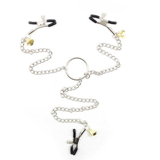 Pinzas ajustables para pezones y clítoris, diseñadas para estimulación intensa con toques de presión controlada y placer BDSM.