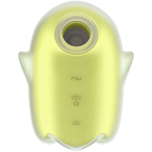 Satisfyer Glowing Ghost Amarillo, estimulador de clítoris con succion, Diseño de silicona suave y tecnología de ondas de presión.
