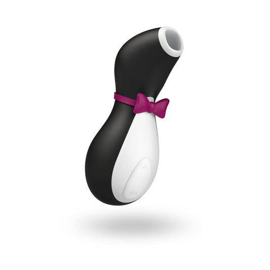  Succionador Penguin de Satisfyer con diseño elegante y tecnología de estimulación sin contacto para orgasmos múltiples mediante ondas expansivas y pulsaciones.