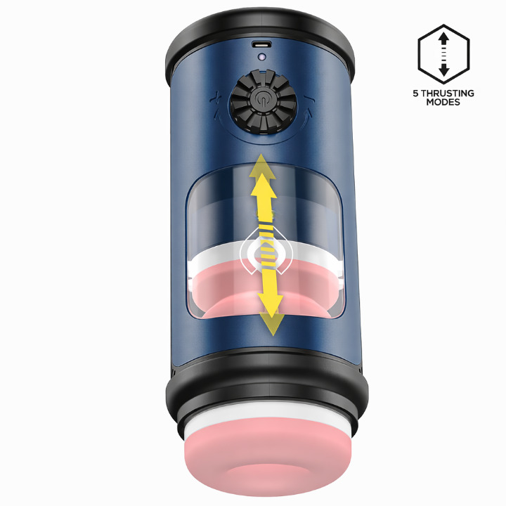 Masturbador masculino automático con movimiento thrusting, función calor y diseño ergonómico
