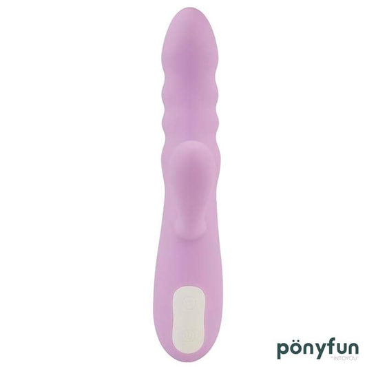 Vibrador Brightlavender con doble motor para estimulación simultánea del clítoris y punto G, diseño ergonómico y elegante.