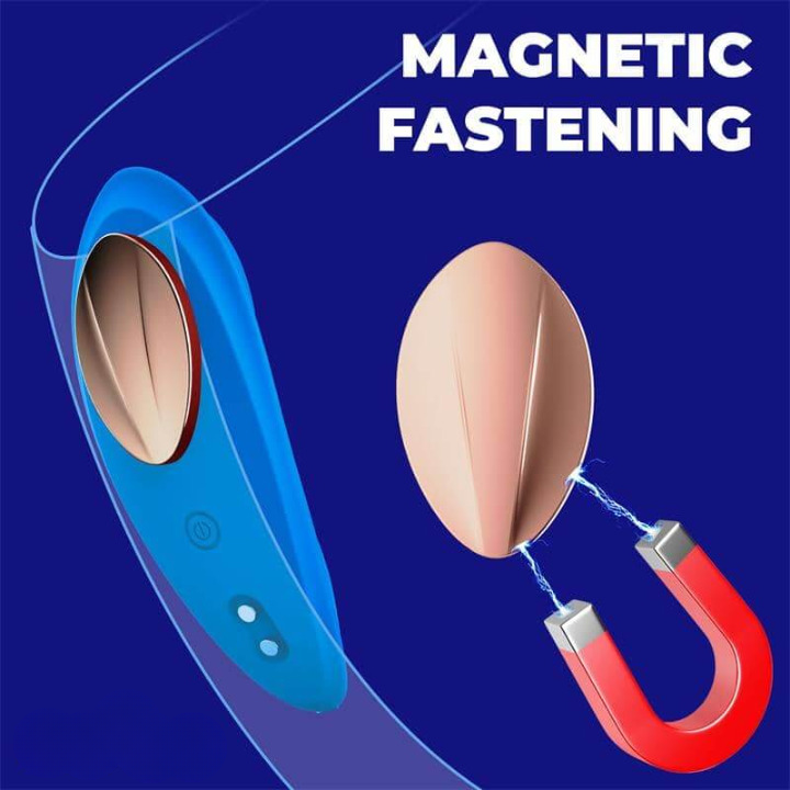 Vibrador portátil compacto azul con control de aplicación, recargable, hecho de material seguro, bajo nivel de ruido, tamaño mini.