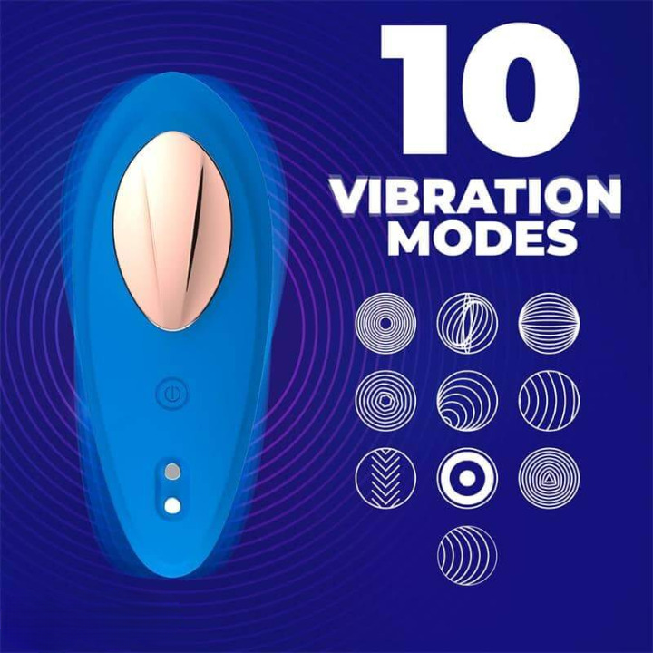 Vibrador portátil compacto azul con control de aplicación, recargable, hecho de material seguro, bajo nivel de ruido, tamaño mini.