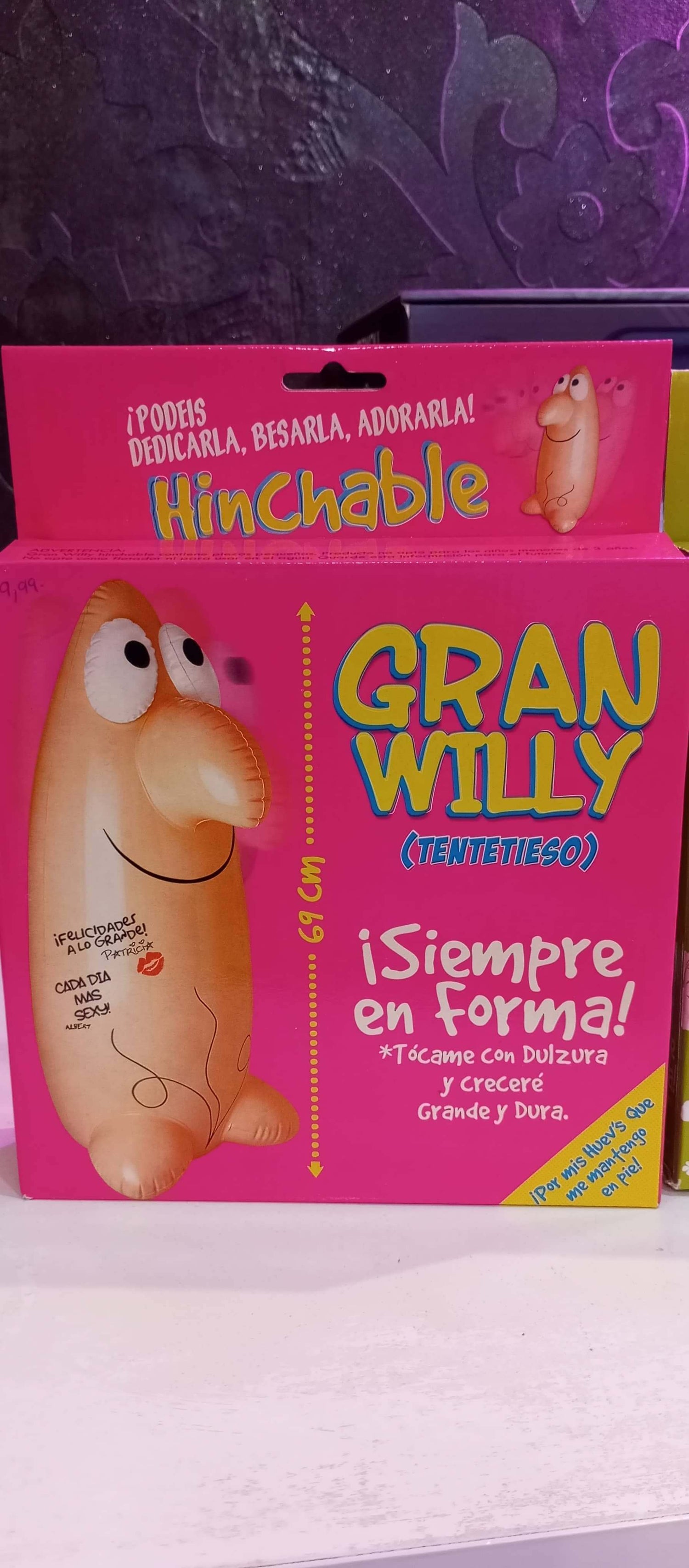  Tentetieso - Pene hinchable de 69 cm en caja rosa, juguete divertido y original, siempre en forma para añadir alegría.