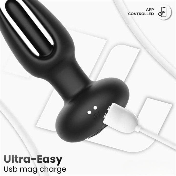 Plug anal inteligente con vibración y lengua oscilante controlado por aplicación móvil