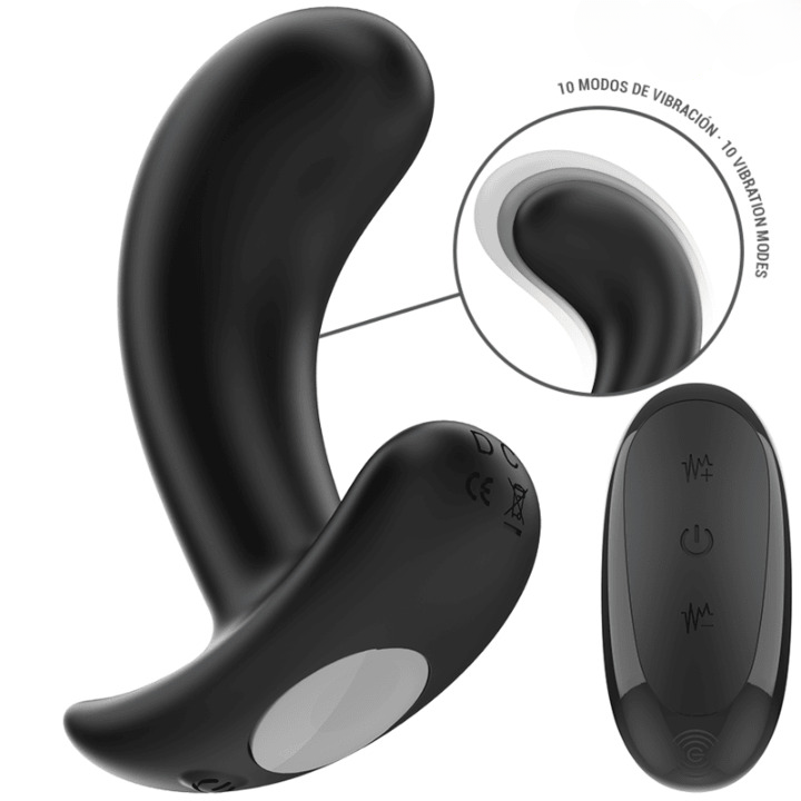 Plug anal vibrador de silicona con control remoto y 10 modos de 