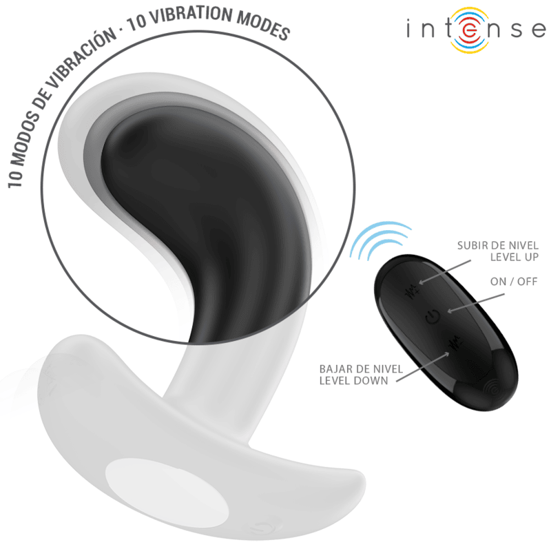 Plug anal vibrador de silicona con control remoto y 10 modos de vibración
