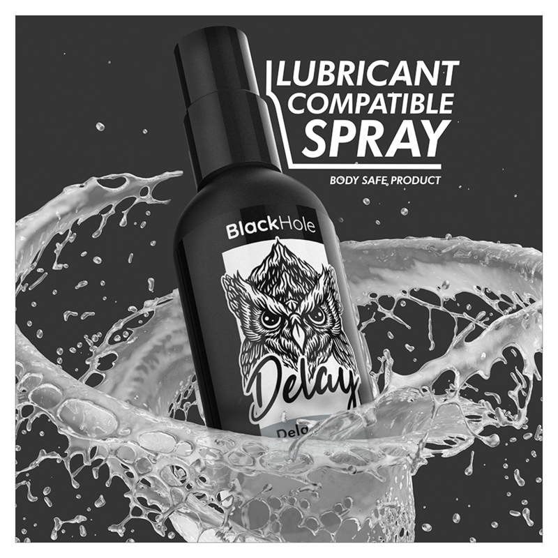 BlackHole spray retardante para la mejora sexual, compatible con lubricantes.