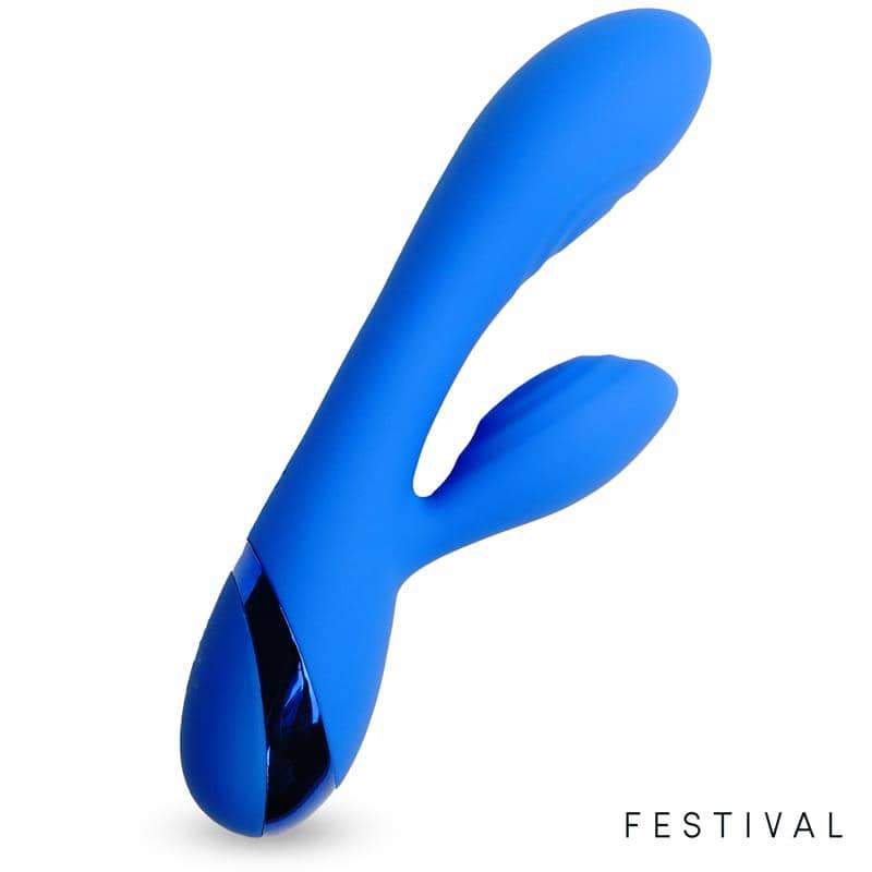 Vibrador Conejito Marna azul con 10 funciones de vibración y estimulador de clítoris para una experiencia discreta.