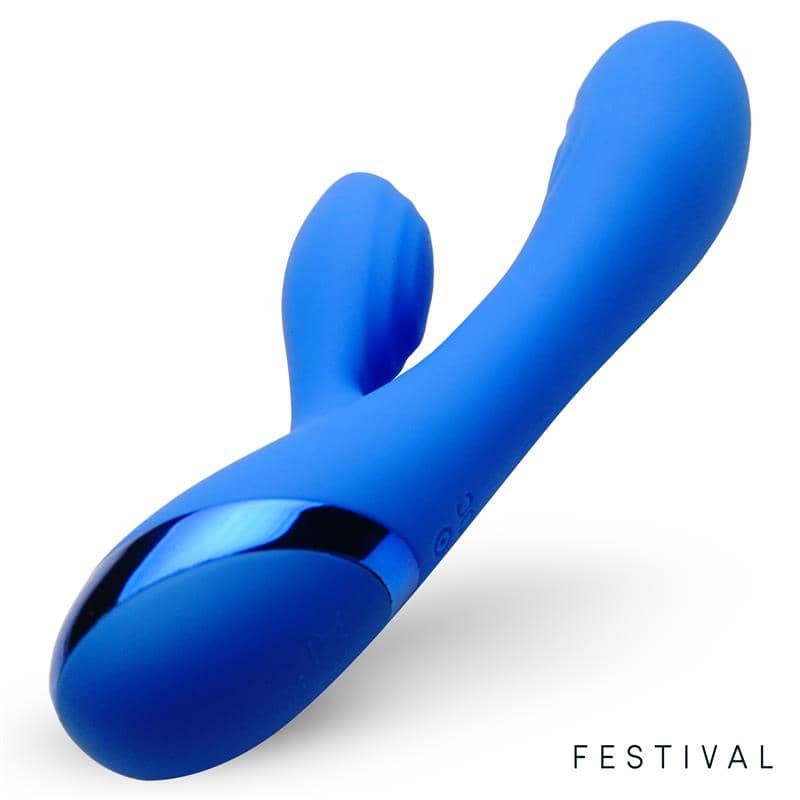 Vibrador Conejito Marna en color azul, con motor potente y 10 funciones de vibración, diseñado para placer discreto.