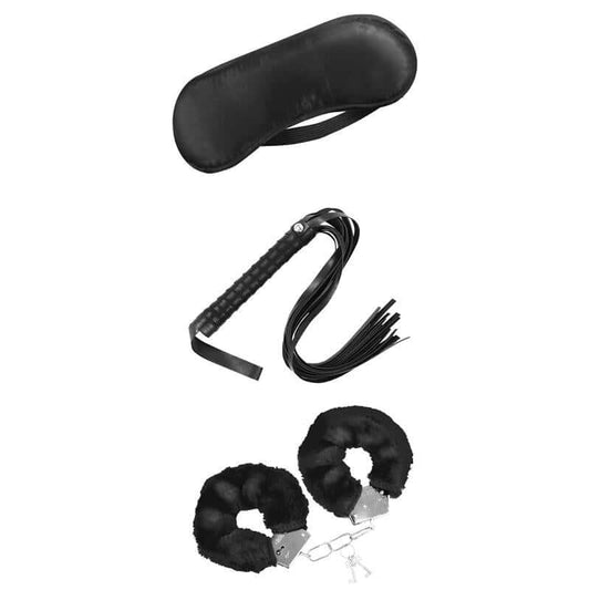 Kit BDSM medio para juegos de dominación y sumisión, incluye accesorios para principiantes, disponible en varios colores.
