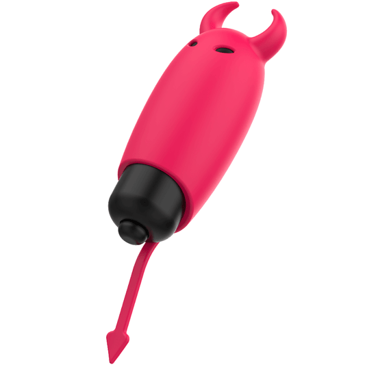 Vibrador Diablito compacto con cuernos vibradores para estimulación externa intensa del clítoris y otras zonas erógenas.